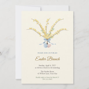 Invitación a Brunch de Pascua con Ramas de Forsyth