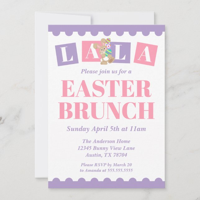 Invitación a Brunch de Pascua La La (Anverso)