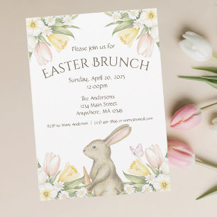 Invitación a Brunch de Pascua Pastel Tulips Daffod