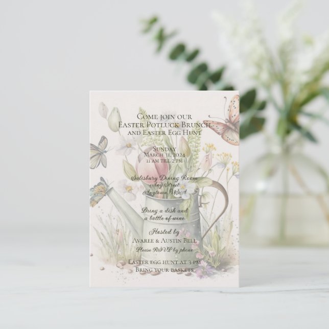 Invitación a Brunch de Pascua y Búsqueda de Huevos (Anverso de pie)