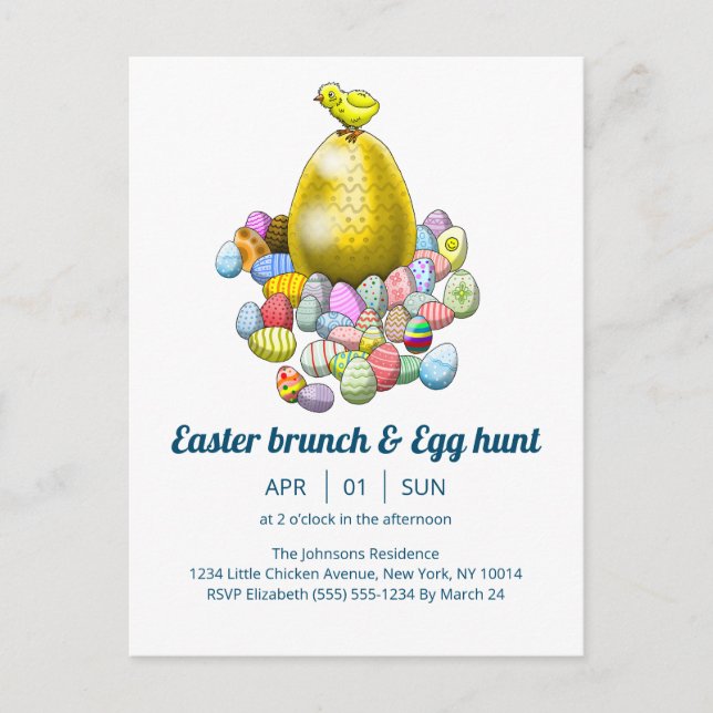 Invitación a Brunch de Pascua y búsqueda de huevos (Anverso)