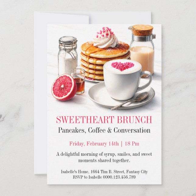 Invitación a Brunch de San Valentín de Panqueques  (Anverso)