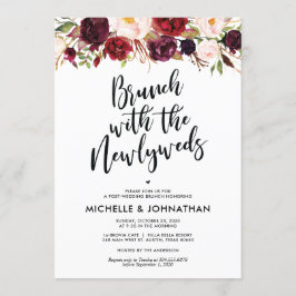 Invitación a Brunch del Boda Borgoña Floral Post