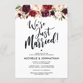 Invitación a Brunch del Boda Borgoña Floral Post