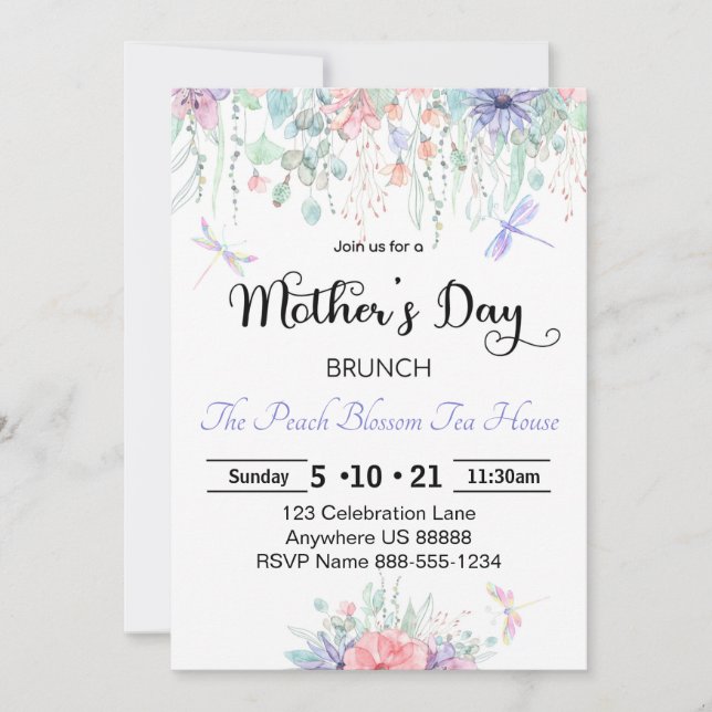 Invitación a Brunch del Día de la Madre (Anverso)