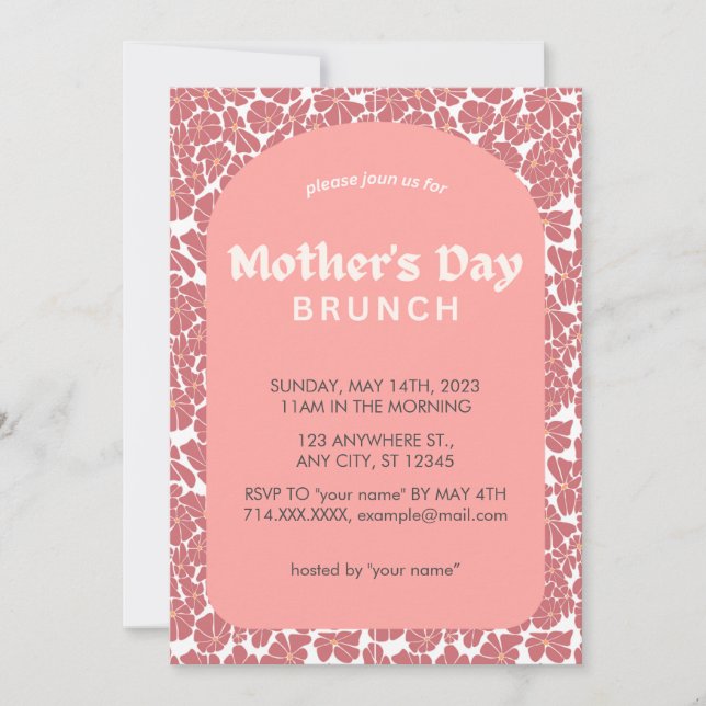 Invitación a Brunch del Día de la Madre con Flores (Anverso)