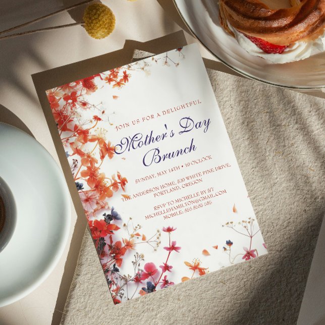 Invitación a Brunch del Día de la Madre con flores (Subido por el creador)