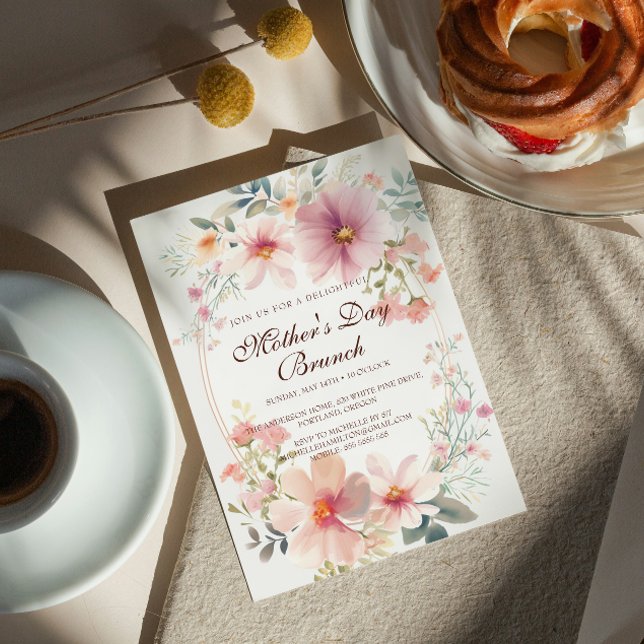 Invitación a Brunch del Día de la Madre con flores (Subido por el creador)