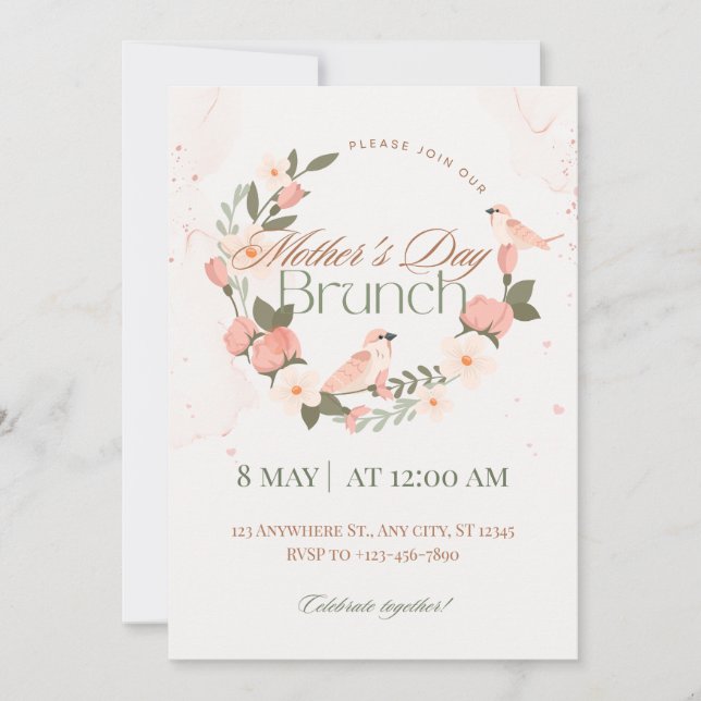 Invitación a Brunch del Día de la Madre - Diseño e (Anverso)