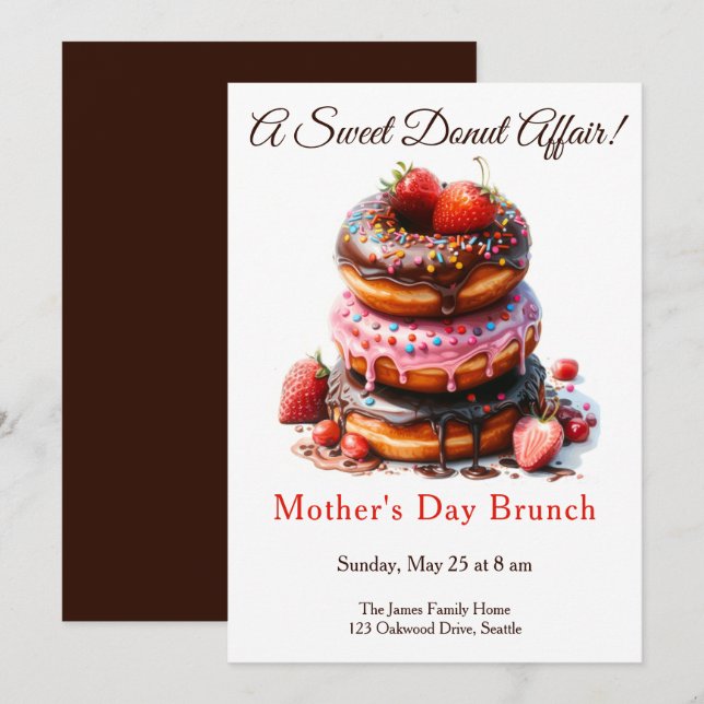 Invitación a Brunch del Día de la Madre – Fiesta d (Anverso / Reverso)
