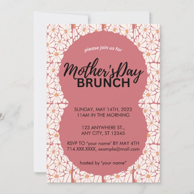 Invitación a brunch del Día de la Madre Floral de  (Anverso)