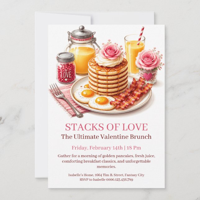 Invitación a Brunch del Día de San Valentín de Amo (Anverso)
