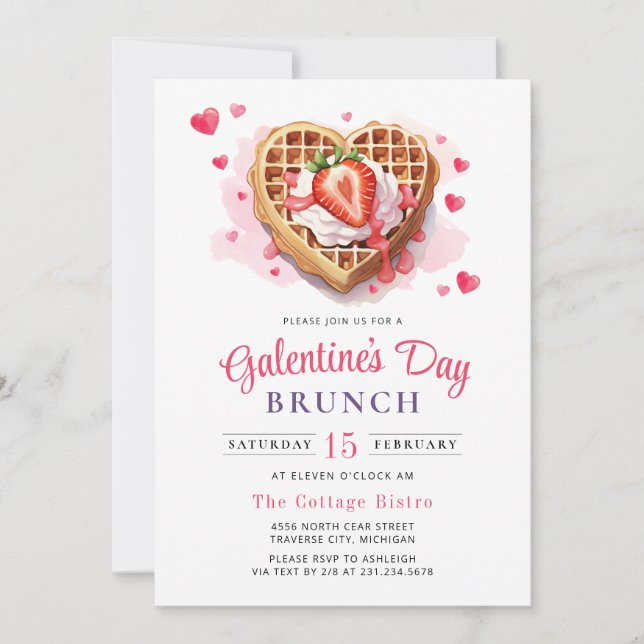 Invitación a Brunch del Día de San Valentín de Gal (Anverso)
