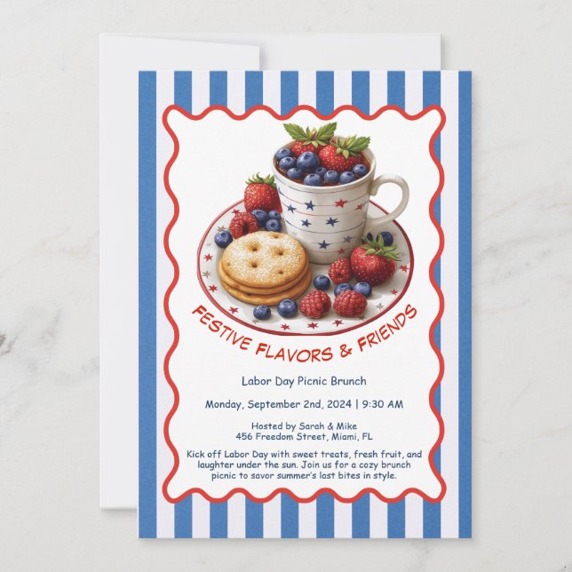 Invitación a Brunch del Día del Trabajo – Pasteles (Anverso)