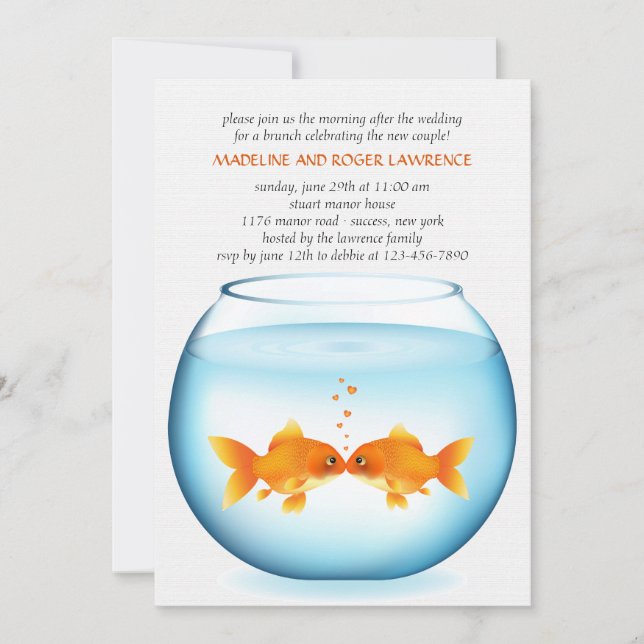 Invitación a brunch del Goldfish Bowl post Boda (Anverso)