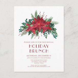 Invitación a Brunch Festivo de Rojo Poinsettias pa