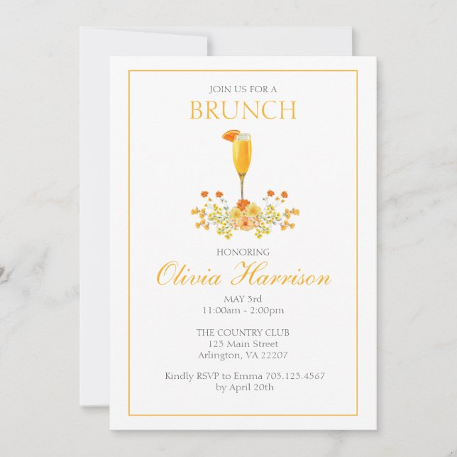 Invitación a Brunch, Invitación a Brunch de Boda,  (Anverso)