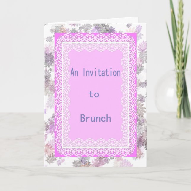 Invitación a Brunch, lavanda y encaje (Anverso)