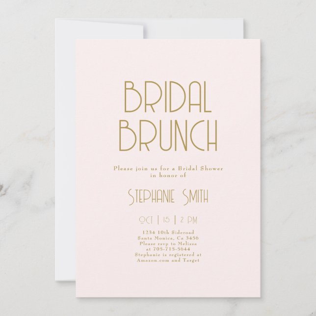 Invitación a Brunch minimalista de novias (Anverso)