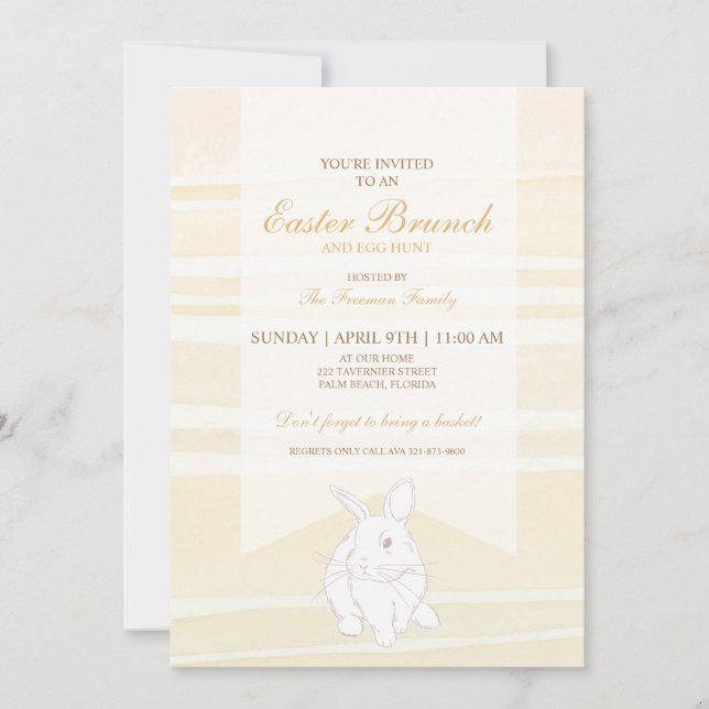 Invitación a Brunch Neutral de Pascua y caza de hu (Anverso)