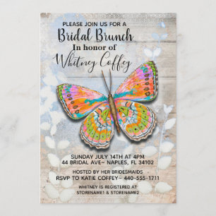 Invitación a brunch nupcial con mariposa en primav