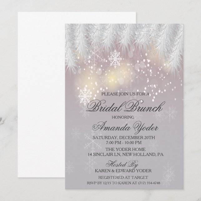 Invitación a Brunch Nupcial Copo de Nieve de Invie (Anverso / Reverso)