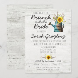 Invitación a brunch nupcial de girasol y madera rú