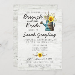 Invitación a brunch nupcial de girasol y madera rú
