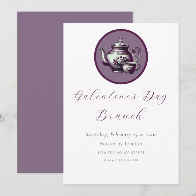 Invitación a Brunch por el Día de Galentine (Anverso / Reverso)