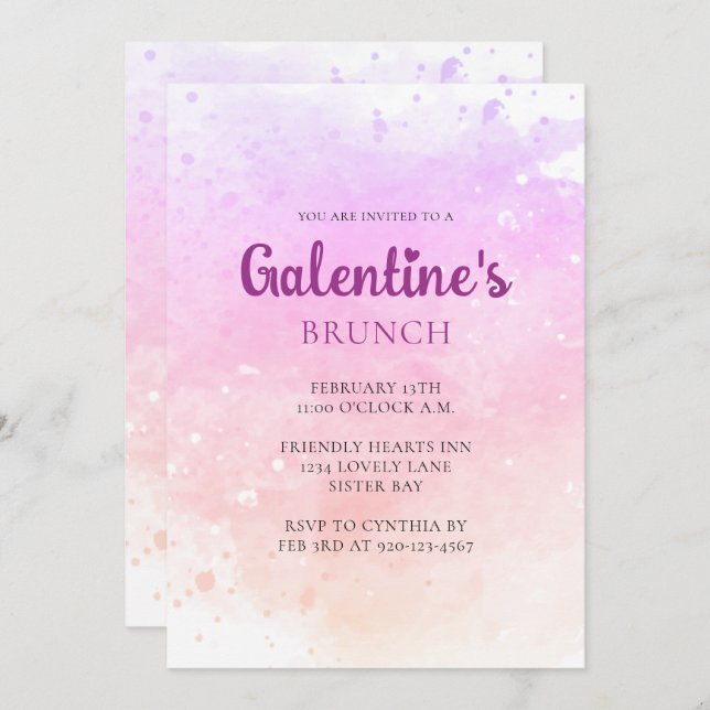 Invitación a Brunch por el Día de Galentine (Anverso / Reverso)