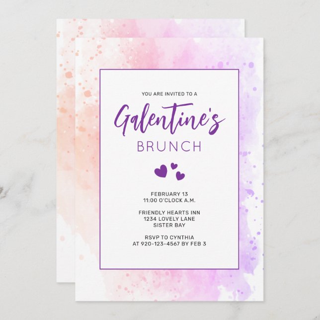 Invitación a Brunch por el Día de Galentine (Anverso / Reverso)