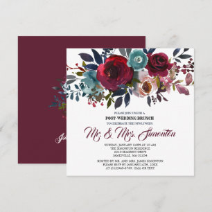 Invitación a brunch post-Boda con flores de Borgoñ