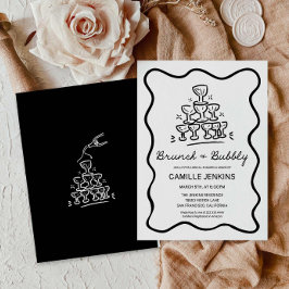 Invitación a Brunch retro y ducha de novias con bu