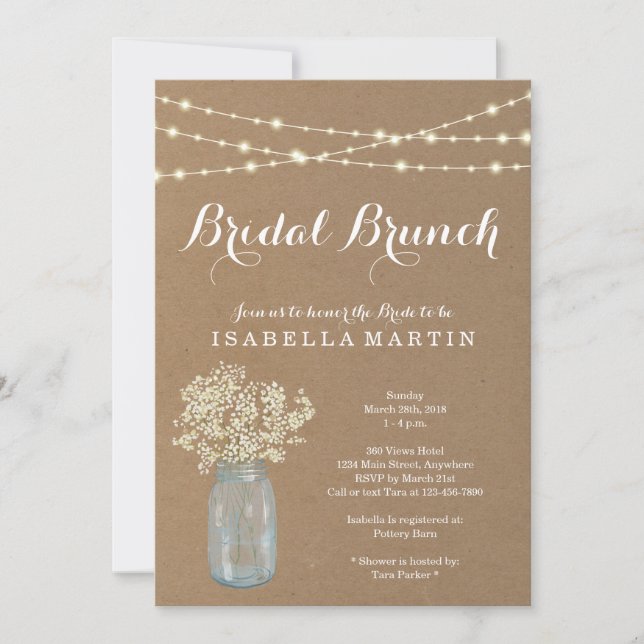 Invitación a Brunch Rústico Bridal (Anverso)