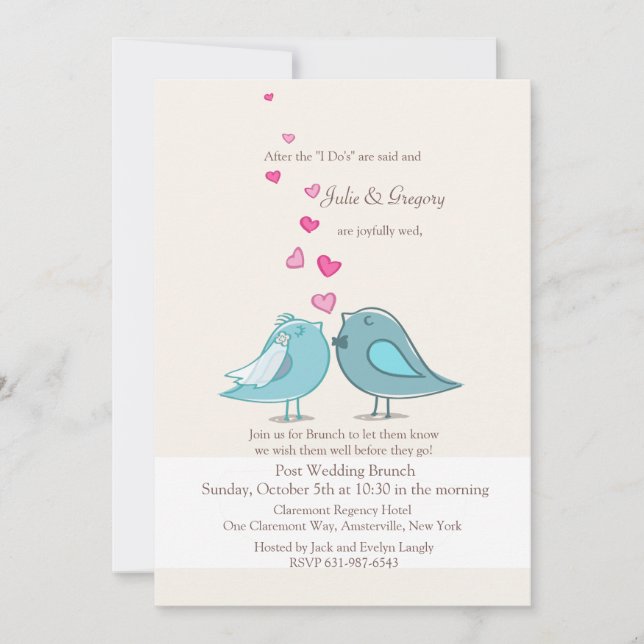 Invitación a brunch Verde azulado para Bodas posta (Anverso)