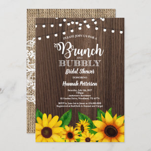 Invitación a brunch y butt rústico girasol