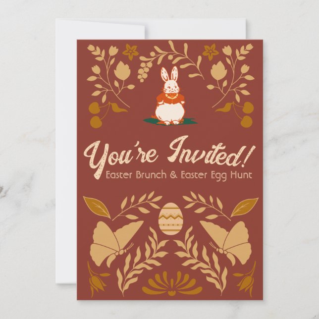 Invitación a brunch y caza de huevos de pascua (Anverso)