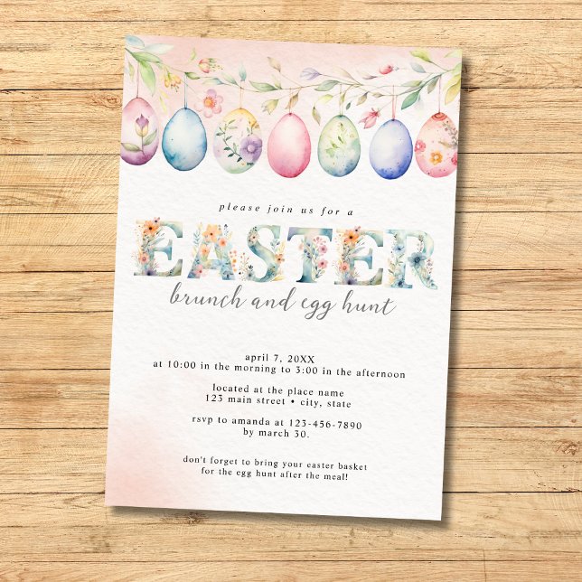 Invitación a brunch y caza de huevos de pascua flo (Subido por el creador)