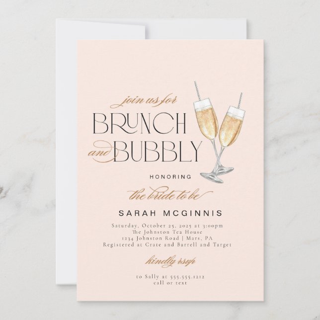 Invitación a Brunch y Prosecco Champagne Burbujean (Anverso)