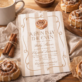 Invitación A Bun in the Oven Cinnamon Roll Theme Baby Shower