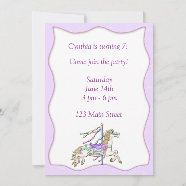 Invitación a caballo carrusel (Anverso)