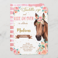 Invitación a caballo marrón editable