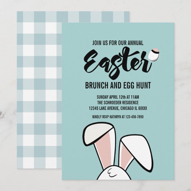 Invitación a cacería de huevos de brunch de pascua (Anverso / Reverso)