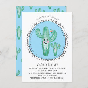 Invitación a Cactus de acuarela y Baby Shower