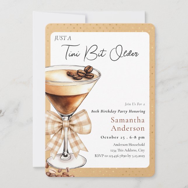 Invitación a Café por Cumpleaños 80 Un Poco Más Vi (Anverso)