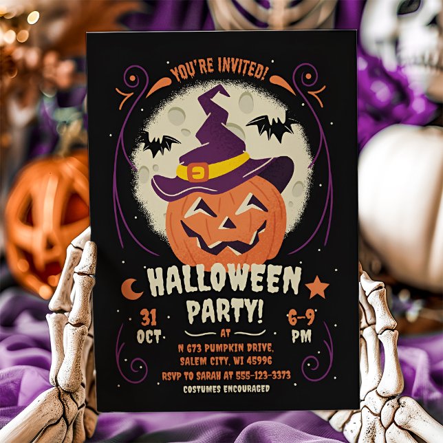 Invitación a calabaza de la fiesta de Halloween Ja (Halloween Party Pumpkin Invitation Jack O'Lantern)