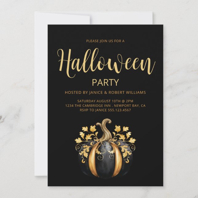 Invitación a calabaza de la fiesta gótica de Hallo (Anverso)