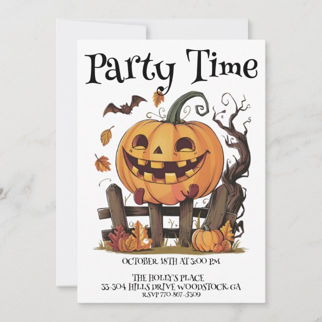 Invitación a calabaza festiva de Halloween (Anverso)