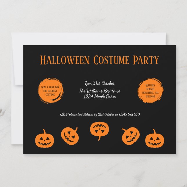 Invitación a calabaza Fiesta de disfraces de Hallo (Anverso)