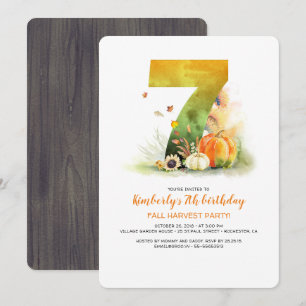 Invitación a calabazas de cumpleaños de la cosecha